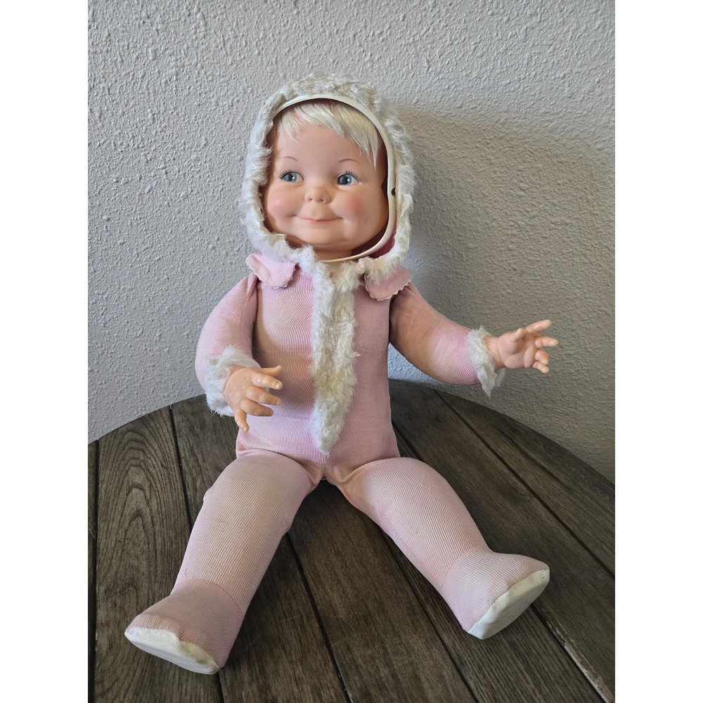 Vintage 1968 Ideal Toy Little Lost Baby 22" Doll 3 Face Happy Sad Sleep  READ